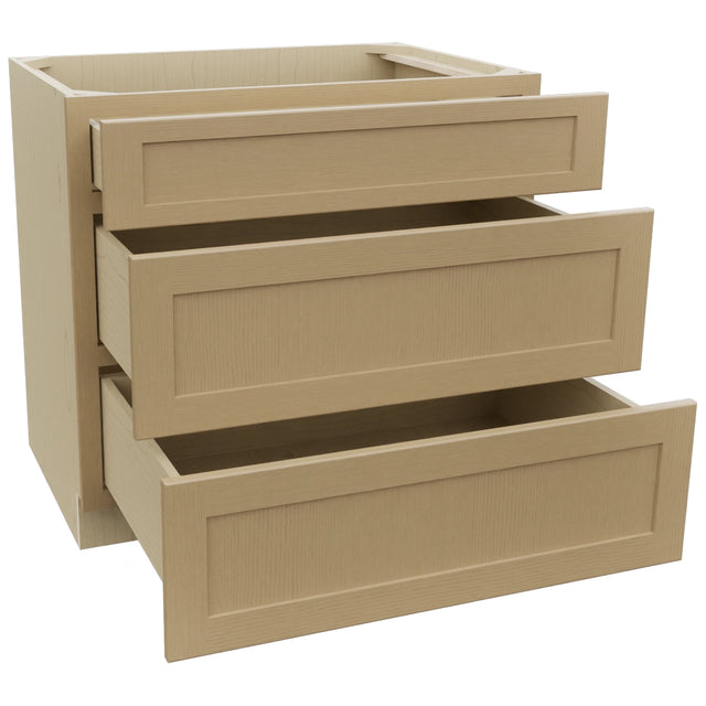 Fabuwood Galaxy Natural Oak DB36 Base 3 Drawers Cabinet, Open View