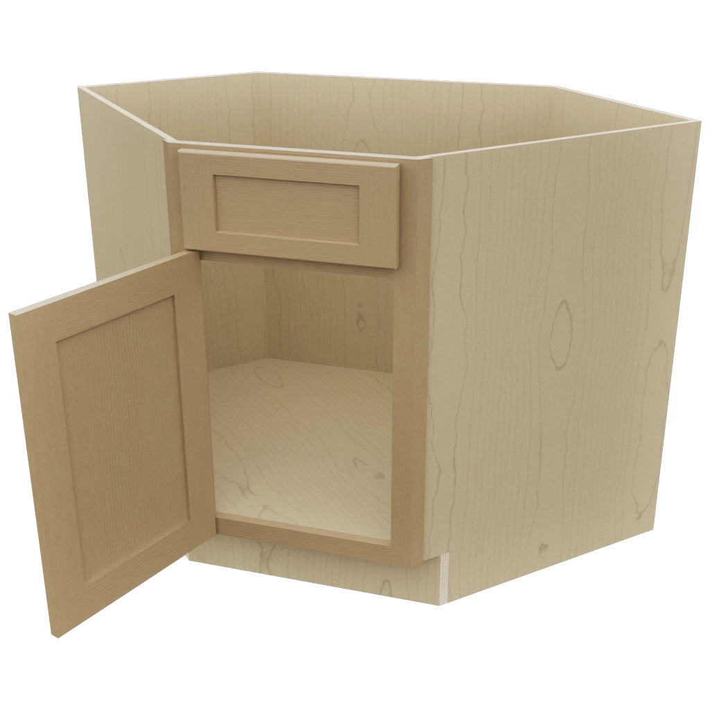 Fabuwood Galaxy Natural Oak DSB36 Base Corner Diagonal Sink Cabinet, Open View