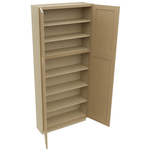 Fabuwood Galaxy Natural Oak TP241284 Tall Pantry Cabinet, Open View