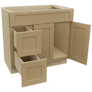 Fabuwood Galaxy Natural Oak VSD36DL Vanity Combo Cabinet, Open View