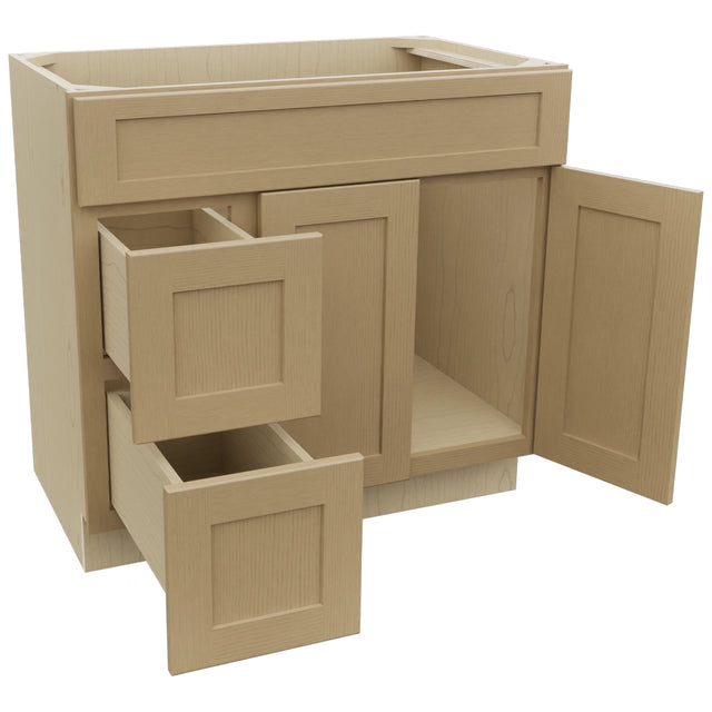 Fabuwood Galaxy Natural Oak VSD36DL Vanity Combo Cabinet, Open View