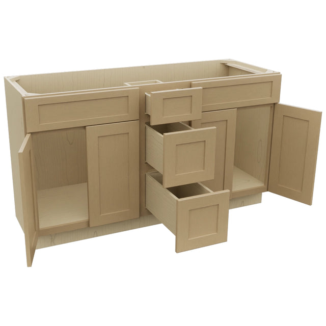 Fabuwood Galaxy Natural Oak VSD60DOUBLE Vanity Combo Cabinet, Open View