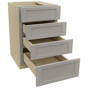 Fabuwood Galaxy Nickel DB21-4 Base 4 Drawers Cabinet, Open View