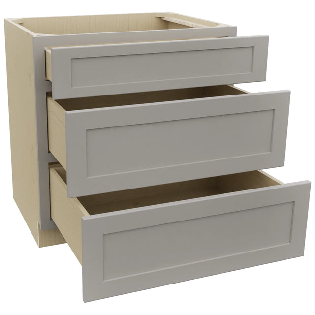 Fabuwood Galaxy Nickel DB33 Base 3 Drawers Cabinet, Open View