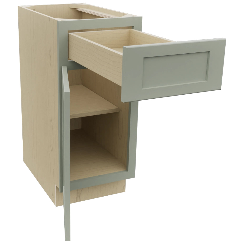 Fabuwood Galaxy Pistachio Green B15 Base Standard Cabinet, Open View