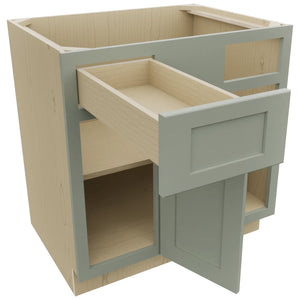 Fabuwood Galaxy Pistachio Green BLB39/42 Base Corner Blind Cabinet, Open View