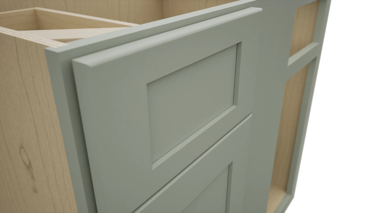 Fabuwood Galaxy Pistachio Green BLB39/42 Base Corner Blind Cabinet, Detail View