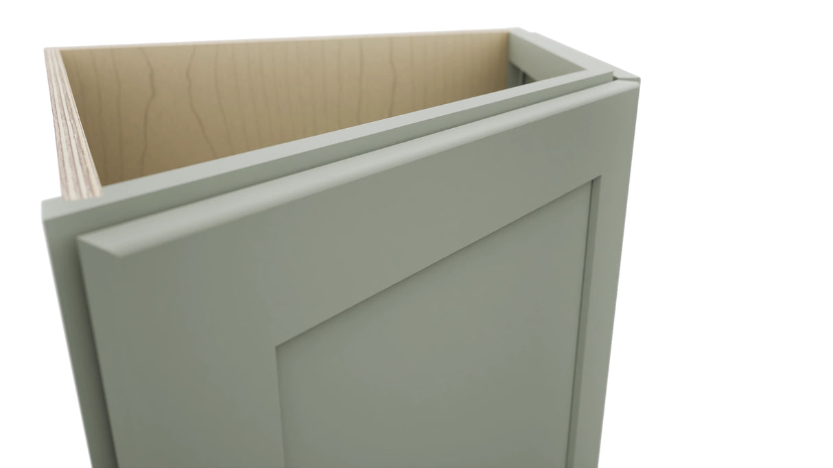 Fabuwood Galaxy Pistachio Green BRA24 Base Return Angle Cabinet, Detail View