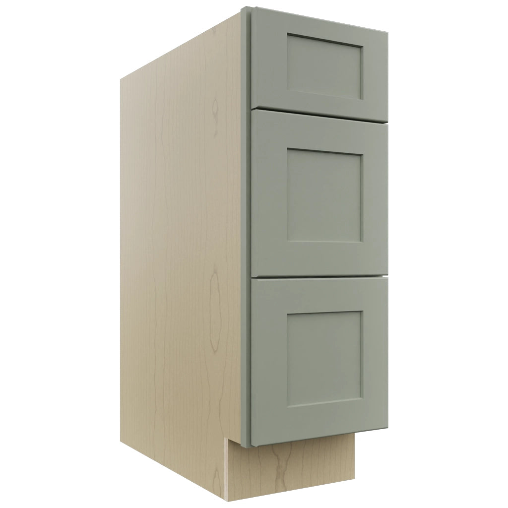 Fabuwood Galaxy Pistachio Green DB12 Base 3 Drawers Cabinet, Front View