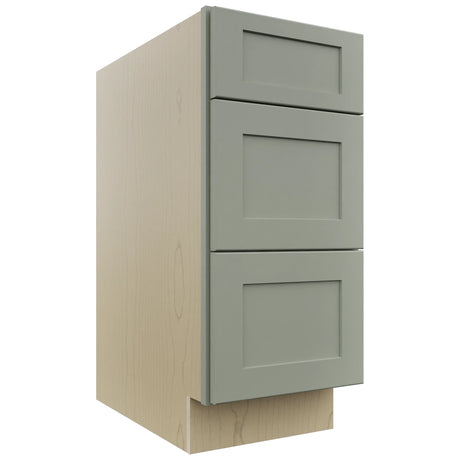 Fabuwood Galaxy Pistachio Green DB15 Base 3 Drawers Cabinet, Front View