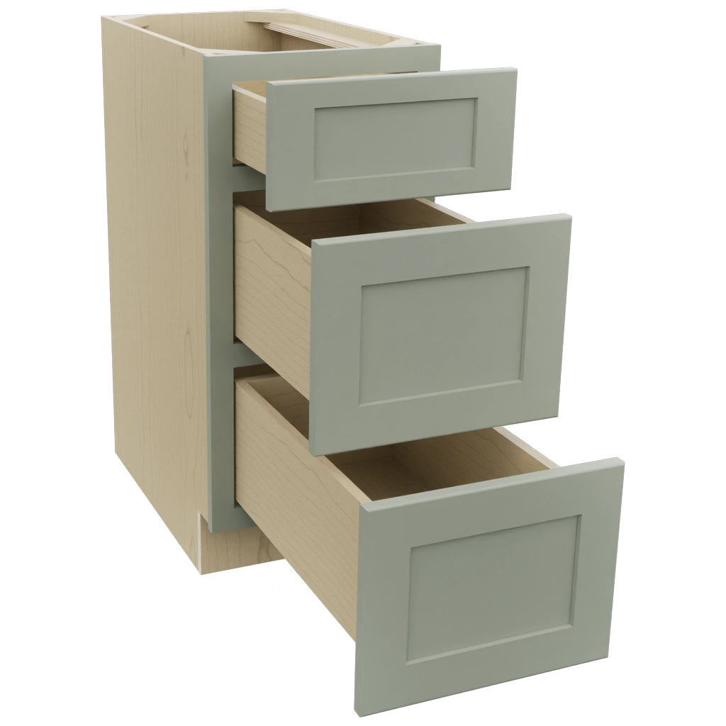 Fabuwood Galaxy Pistachio Green DB15 Base 3 Drawers Cabinet, Open View