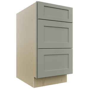 Fabuwood Galaxy Pistachio Green DB18 Base 3 Drawers Cabinet, Front View