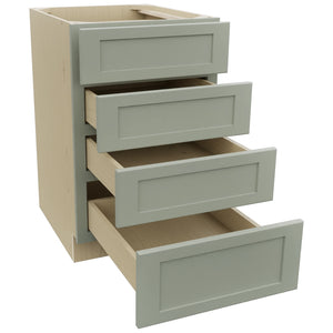 Fabuwood Galaxy Pistachio Green DB21-4 Base 4 Drawers Cabinet, Open View