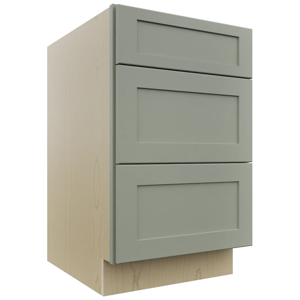 Fabuwood Galaxy Pistachio Green DB21 Base 3 Drawers Cabinet, Front View