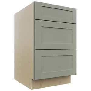 Fabuwood Galaxy Pistachio Green DB21 Base 3 Drawers Cabinet, Front View