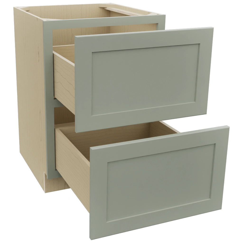 Fabuwood Galaxy Pistachio Green DB24-2 Base 2 Drawers Cabinet, Open View