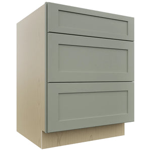 Fabuwood Galaxy Pistachio Green DB27 Base 3 Drawers Cabinet, Front View