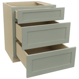 Fabuwood Galaxy Pistachio Green DB27 Base 3 Drawers Cabinet, Open View