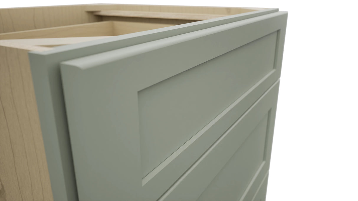Fabuwood Galaxy Pistachio Green DB27 Base 3 Drawers Cabinet, Detail View