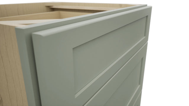 Fabuwood Galaxy Pistachio Green DB27 Base 3 Drawers Cabinet, Detail View