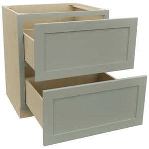 Fabuwood Galaxy Pistachio Green DB30-2 Base 2 Drawers Cabinet, Open View