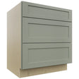 Fabuwood Galaxy Pistachio Green DB30 Base 3 Drawers Cabinet, Front View