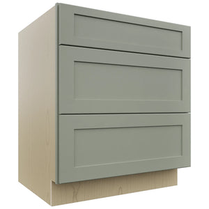Fabuwood Galaxy Pistachio Green DB30 Base 3 Drawers Cabinet, Front View