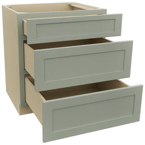 Fabuwood Galaxy Pistachio Green DB30 Base 3 Drawers Cabinet, Open View