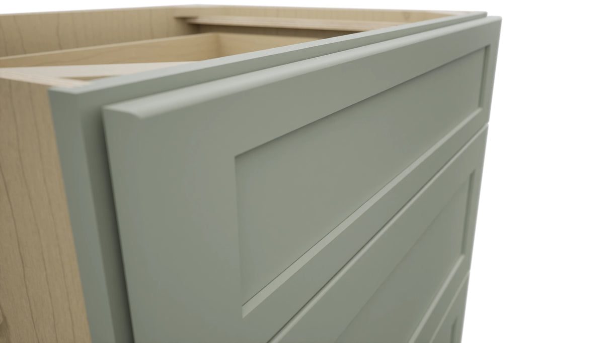 Fabuwood Galaxy Pistachio Green DB30 Base 3 Drawers Cabinet, Detail View