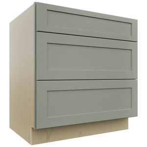 Fabuwood Galaxy Pistachio Green DB33 Base 3 Drawers Cabinet, Front View