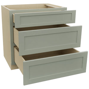 Fabuwood Galaxy Pistachio Green DB33 Base 3 Drawers Cabinet, Open View