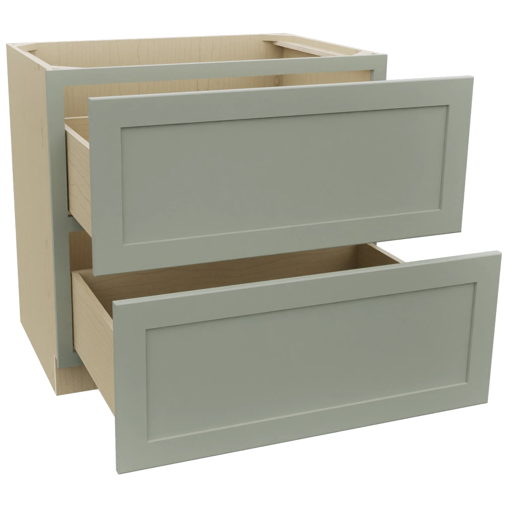 Fabuwood Galaxy Pistachio Green DB36-2 Base 2 Drawers Cabinet, Open View