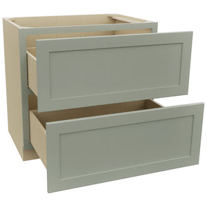 Fabuwood Galaxy Pistachio Green DB36-2 Base 2 Drawers Cabinet, Open View