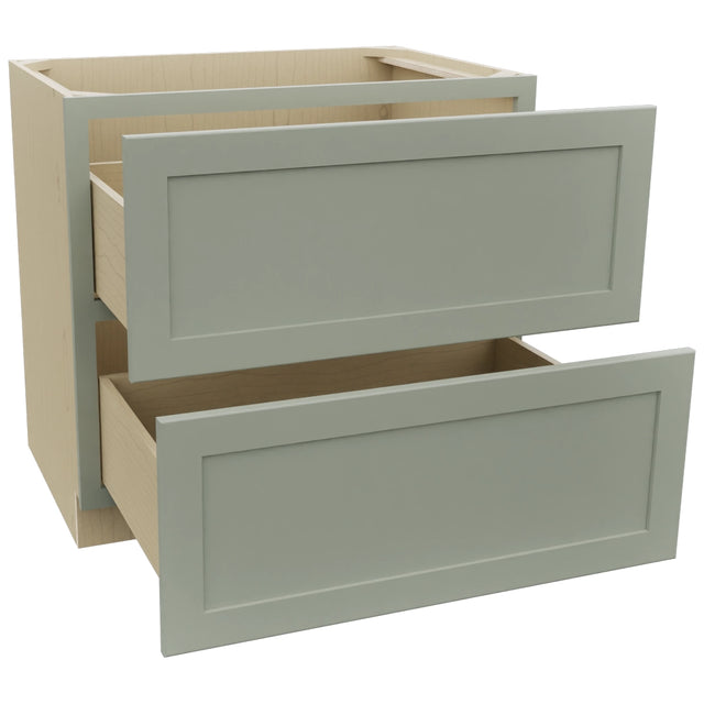 Fabuwood Galaxy Pistachio Green DB36-2 Base 2 Drawers Cabinet, Open View