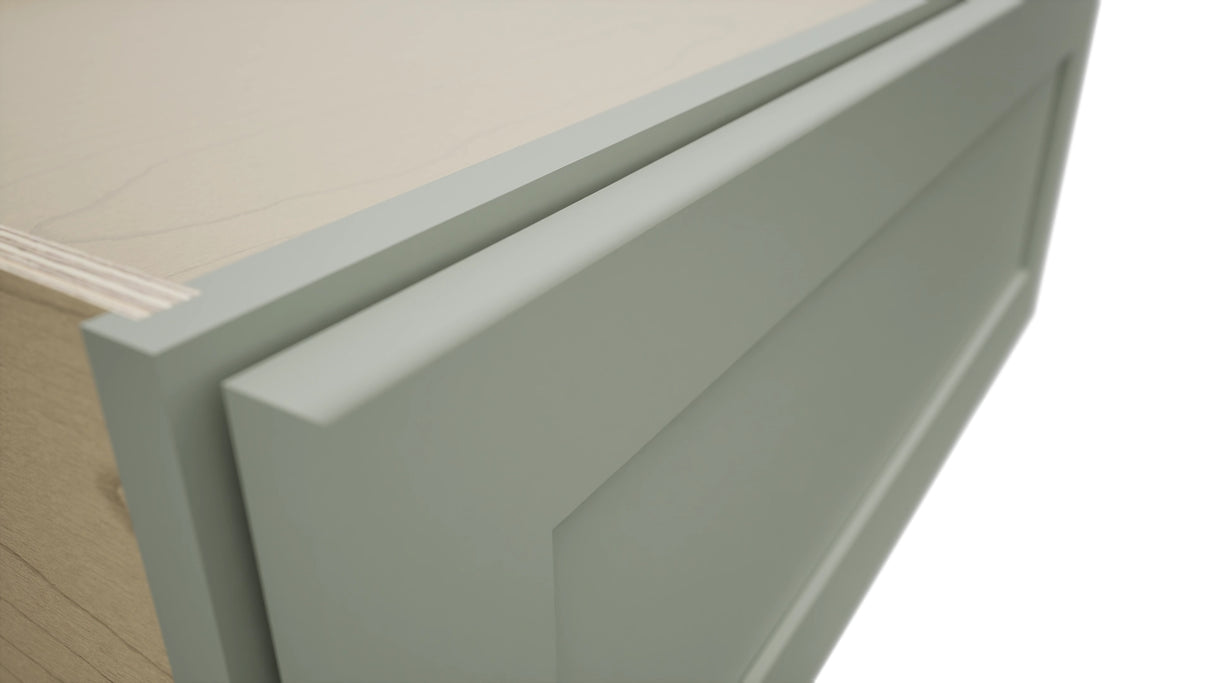 Fabuwood Galaxy Pistachio Green DBS30 Base Bench Seat Cabinet, Detail View