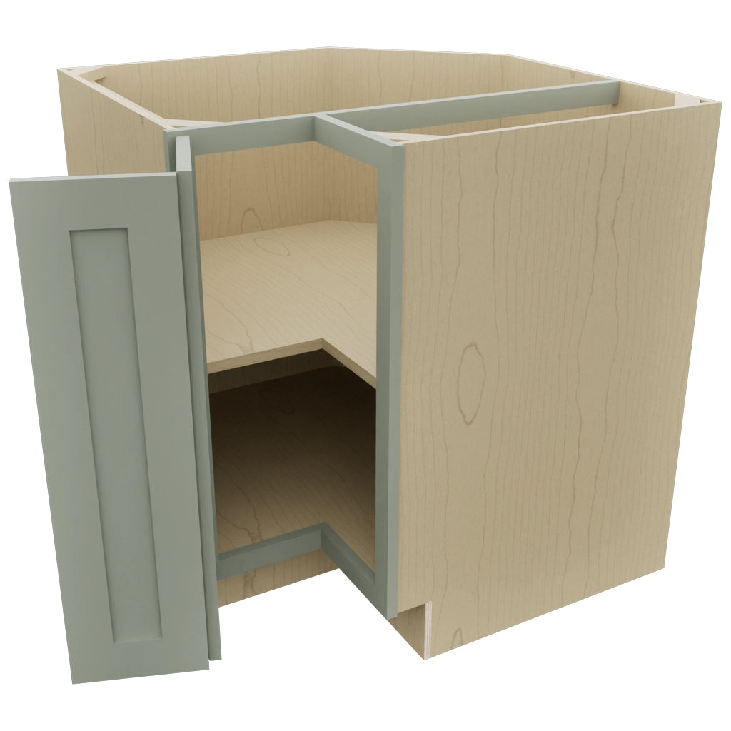 Fabuwood Galaxy Pistachio Green ERB33 Base Corner Easy Reach Cabinet, Open View