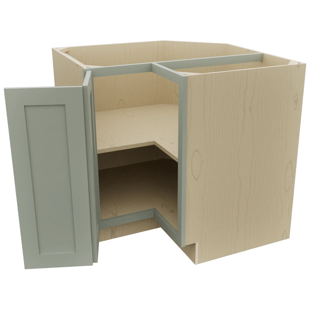 Fabuwood Galaxy Pistachio Green ERB36 Base Corner Easy Reach Cabinet, Open View