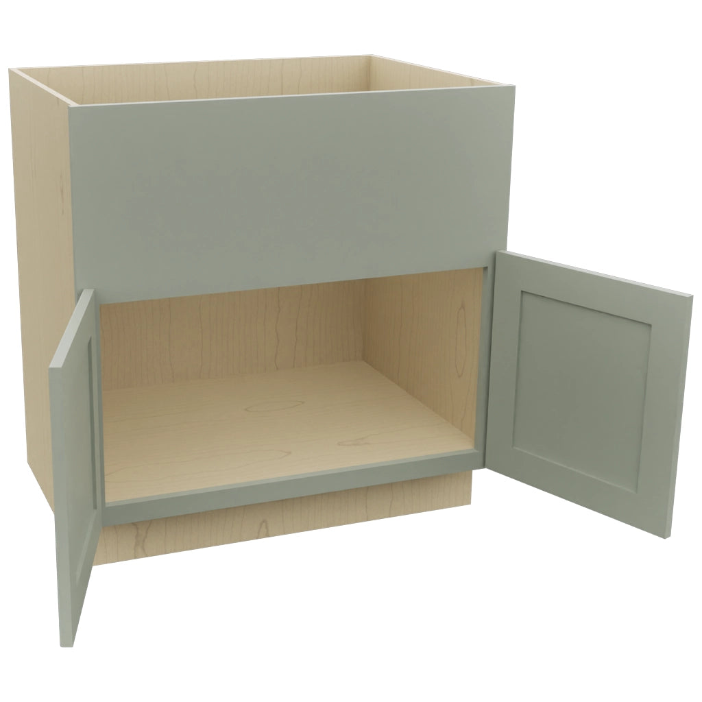 Fabuwood Galaxy Pistachio Green FS33 Base Farm Sink Cabinet, Open View