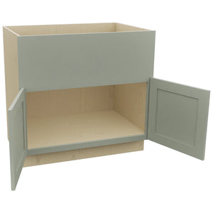 Fabuwood Galaxy Pistachio Green FS36 Base Farm Sink Cabinet, Open View