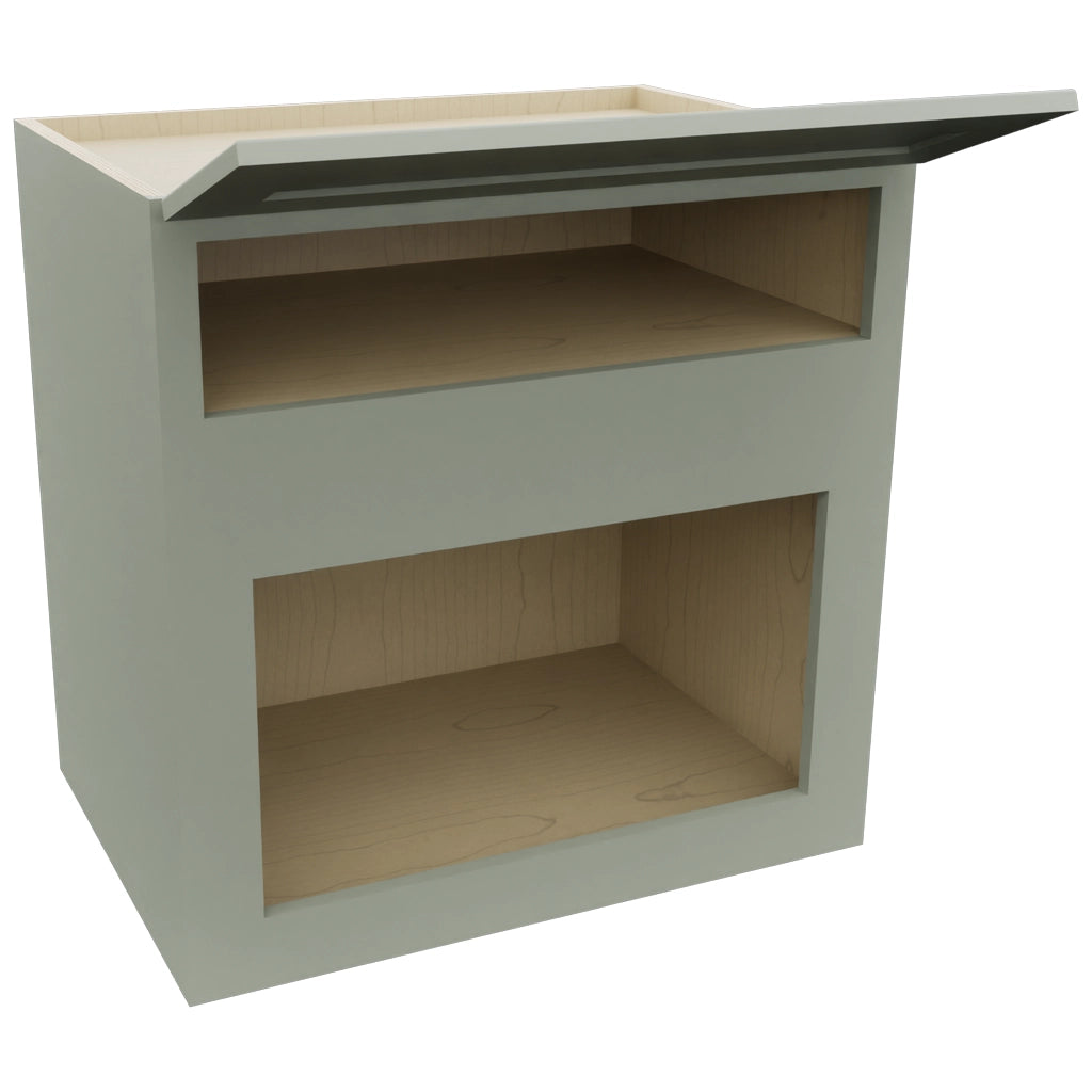 Fabuwood Galaxy Pistachio Green MC303021 Wall Microwave Cabinet, Open View