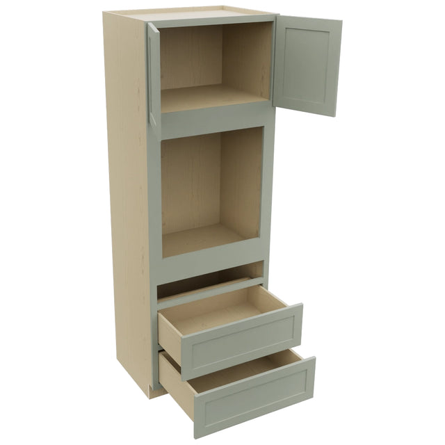 Fabuwood Galaxy Pistachio Green OC3393C Tall Oven Cabinet Combo, Open View