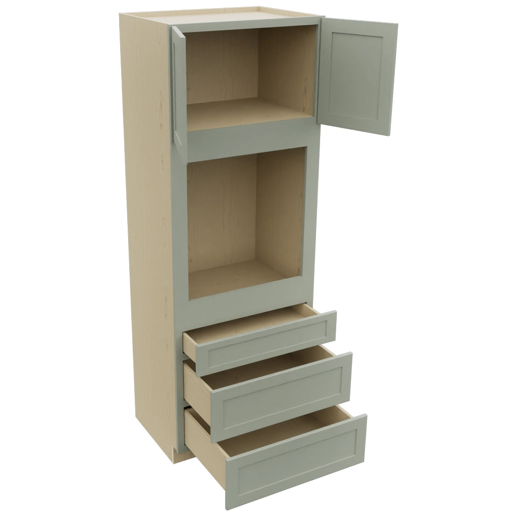 Fabuwood Galaxy Pistachio Green OC3393S Tall Oven Cabinet Single, Open View