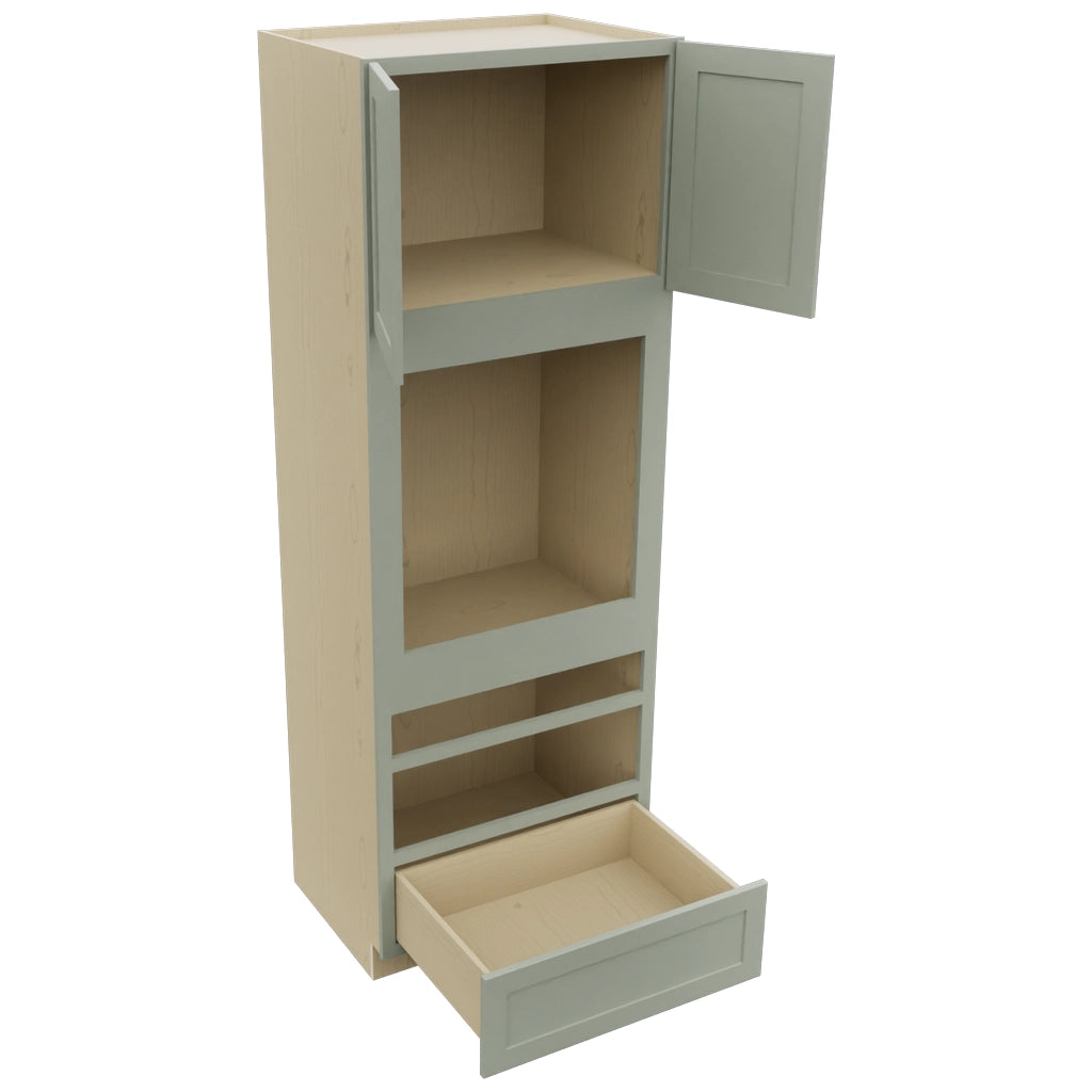 Fabuwood Galaxy Pistachio Green OC3396D Tall Oven Cabinet Double, Open View