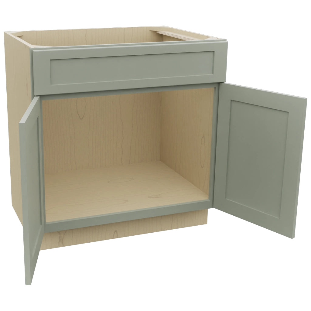 Fabuwood Galaxy Pistachio Green SB33SDF Base Sink Cabinet, Open View