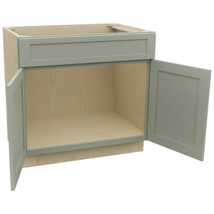 Fabuwood Galaxy Pistachio Green SB36SDF Base Sink Cabinet, Open View