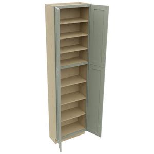 Fabuwood Galaxy Pistachio Green TP241290 Tall Pantry Cabinet, Open View