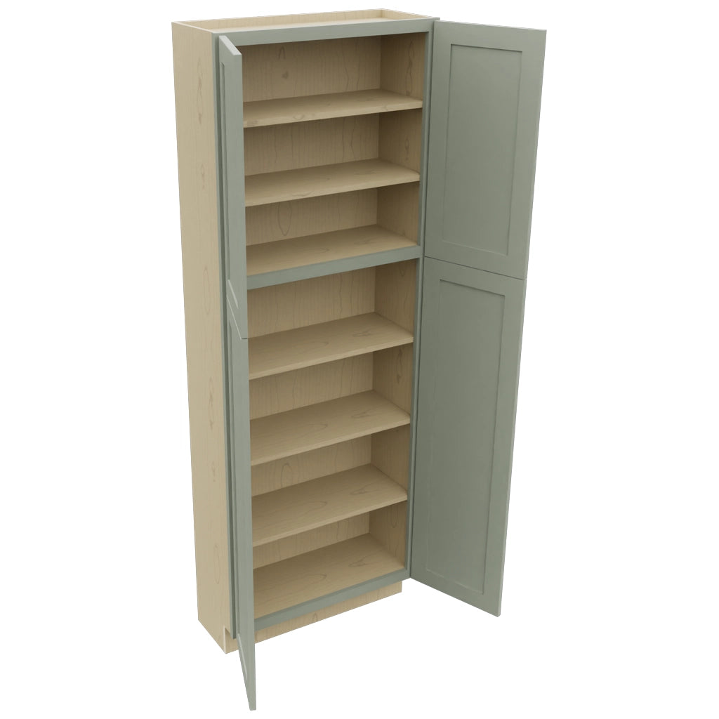 Fabuwood Galaxy Pistachio Green TP301284 Tall Pantry Cabinet, Open View
