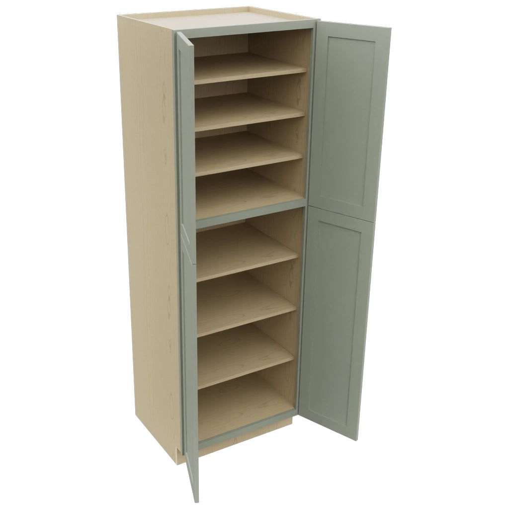 Fabuwood Galaxy Pistachio Green TP302490 Tall Pantry Cabinet, Open View