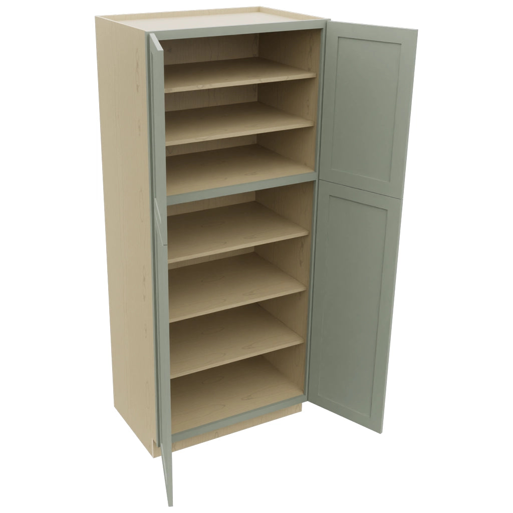 Fabuwood Galaxy Pistachio Green TP362484 Tall Pantry Cabinet, Open View