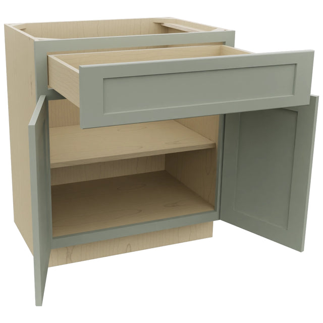 Fabuwood Galaxy Pistachio Green VB30-34 Vanity Base Standard Cabinet, Open View
